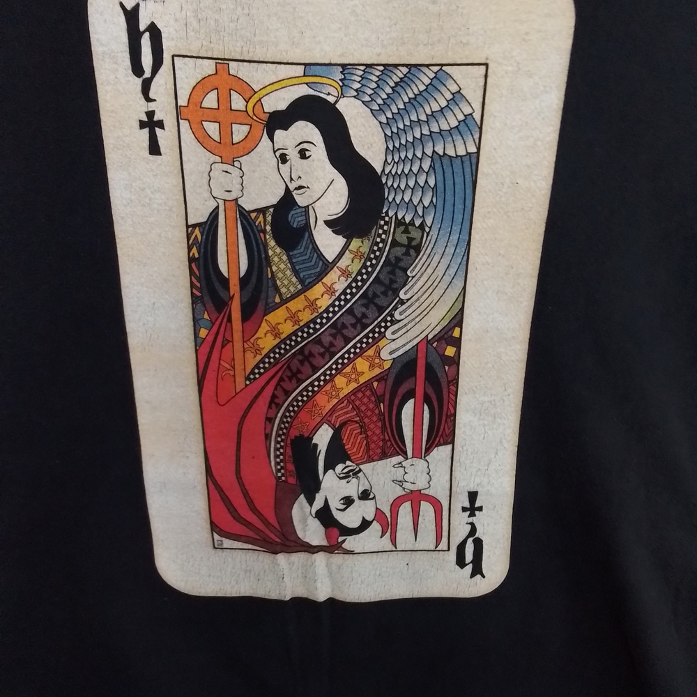 Black Graphic Tee with Playing Card Design